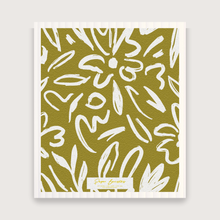 Load image into Gallery viewer, Set of 3 Swedish Dishcloth: Earthy Florals Olive