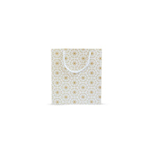 Load image into Gallery viewer, White & Gold Printed Gift Paper Carry Bag -Small (9 * 8 * 3Inches) (Pack of 5) (Royal Flower)