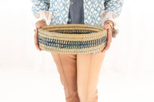 Load image into Gallery viewer, Oval Basket Weave Blue Bread Warmer