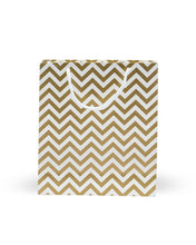 Load image into Gallery viewer, White & Gold Printed Gift Paper Carry Bag -Small (9 * 8 * 3Inches) (Pack of 5) (Zig Zag)