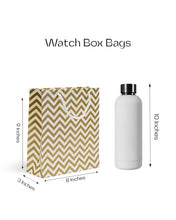 Load image into Gallery viewer, White & Gold Printed Gift Paper Carry Bag -Small (9 * 8 * 3Inches) (Pack of 5) (Zig Zag)