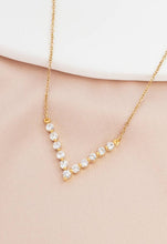 Load image into Gallery viewer, Brilliance V-Bar Chevron Zircon & Gold Necklace