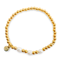 Load image into Gallery viewer, Morse Code Pearl & Gold Waterproof Beaded Bracelet | FAITH