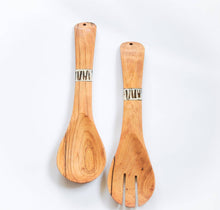 Load image into Gallery viewer, Olivewood & Bone Flat Spoon Set
