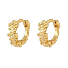 Load image into Gallery viewer, Flower Huggie Hoops