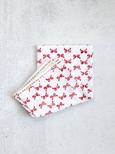 Load image into Gallery viewer, Tea Towel - Bows, Red & Gold