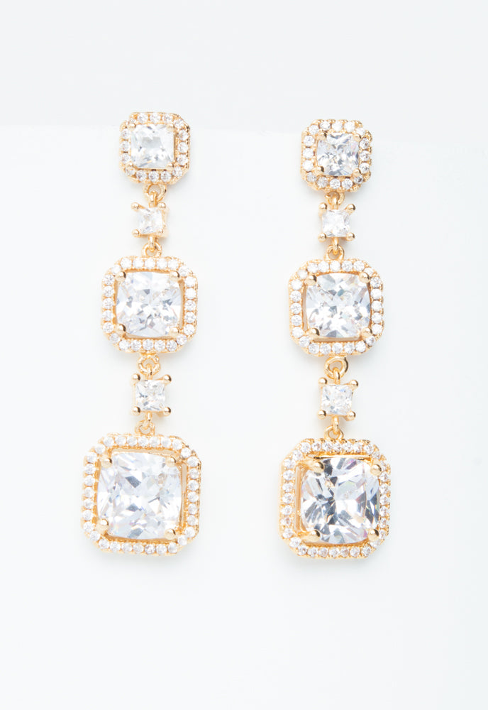 Forever Cushion-Cut Gold Drop Earrings