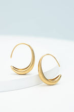 Load image into Gallery viewer, Crescent Moon Thread Drop Earrings in gold- 14K Gold Plated Huggie Hoop Earrings
