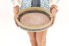 Load image into Gallery viewer, Oval Basket Weave Blue Bread Warmer
