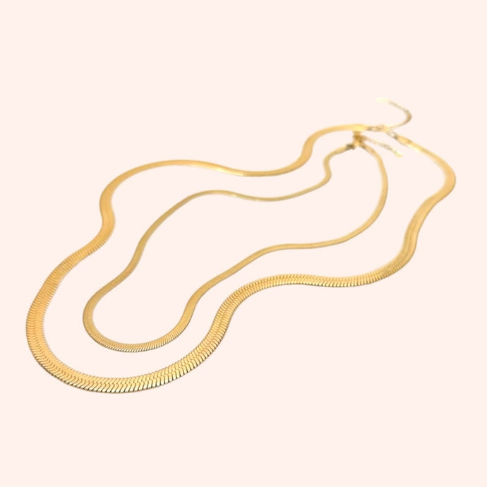 Classic Gold Chain Necklace - Herringbone Chain