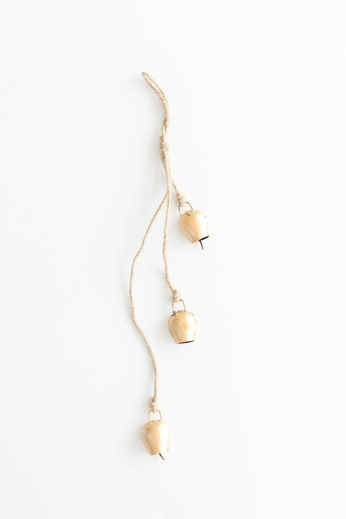 Mini Brass and Iron 3 Cow Christmas Bell Cluster