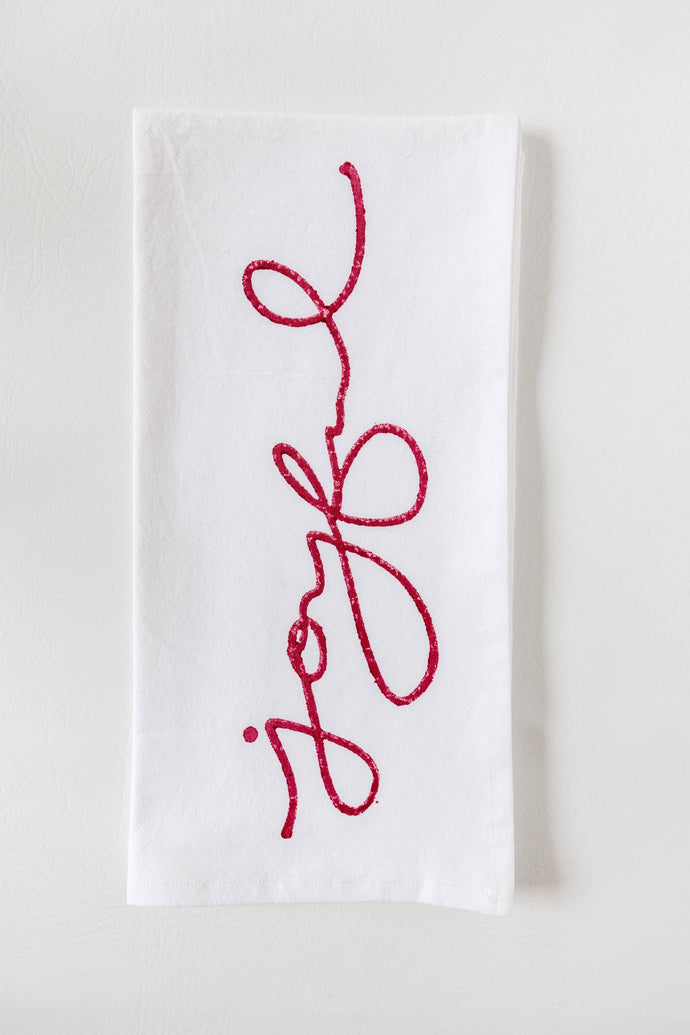 Tea Towel - Joyful, Red