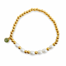 Load image into Gallery viewer, Morse Code Pearl &amp; Gold Beaded Bracelet - STRENGTH
