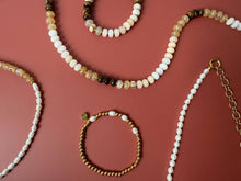 Load image into Gallery viewer, Morse Code Pearl &amp; Gold Waterproof Beaded Bracelet | FAITH
