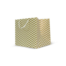 Load image into Gallery viewer, Cake-Box-Size White &amp; Gold Printed Paper Carry Bag - (11 * 10 * 8 Inches) (Pack of 5) (Zigzag Thread)

