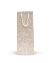 Load image into Gallery viewer, Wine Bottle White &amp; Gold Printed Paper Carry Bag - (5 * 4 * 14 Inches) (Pack of 5) (Cream Flower)

