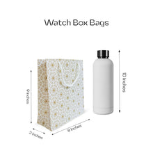 Load image into Gallery viewer, White &amp; Gold Printed Gift Paper Carry Bag -Small (9 * 8 * 3Inches) (Pack of 5) (Royal Flower)

