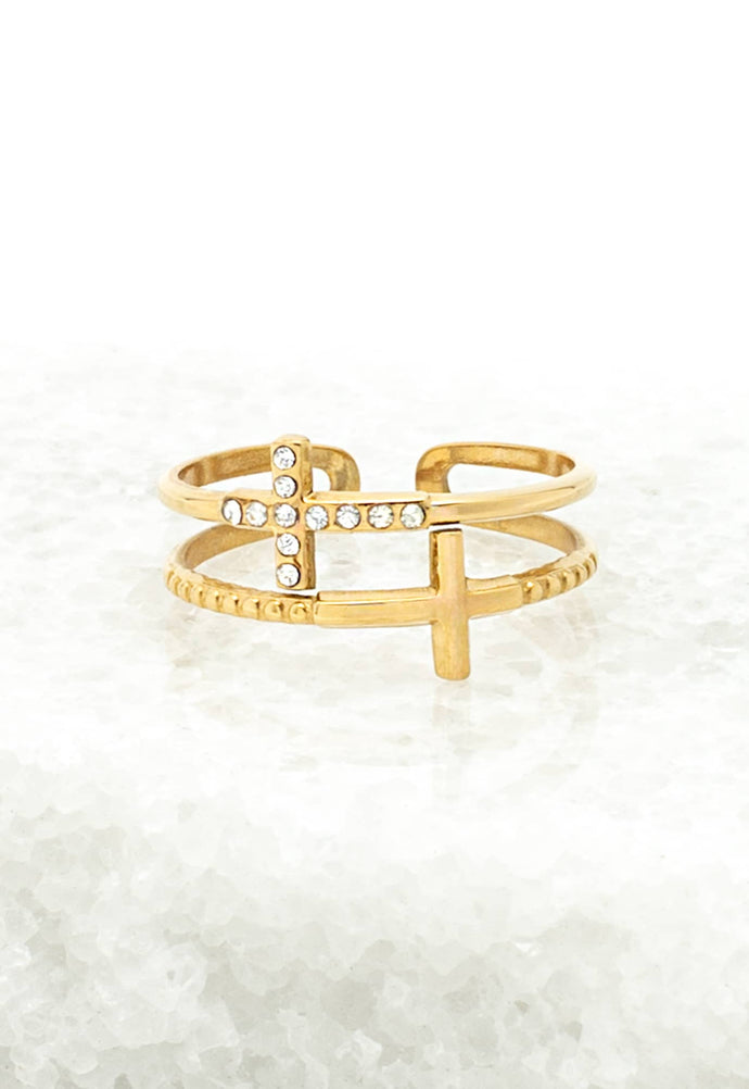 Golden Cross Serenity Ring