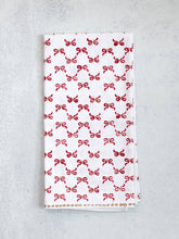 Load image into Gallery viewer, Tea Towel - Bows, Red &amp; Gold
