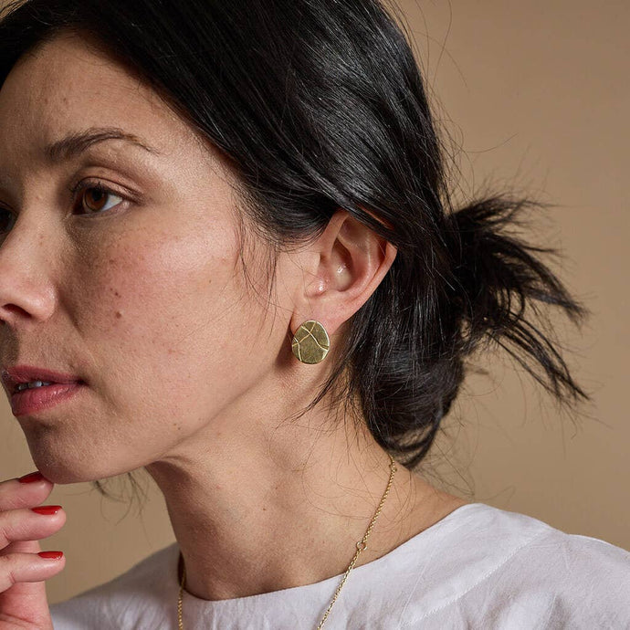 Kintsugi Pod Earrings - Brass