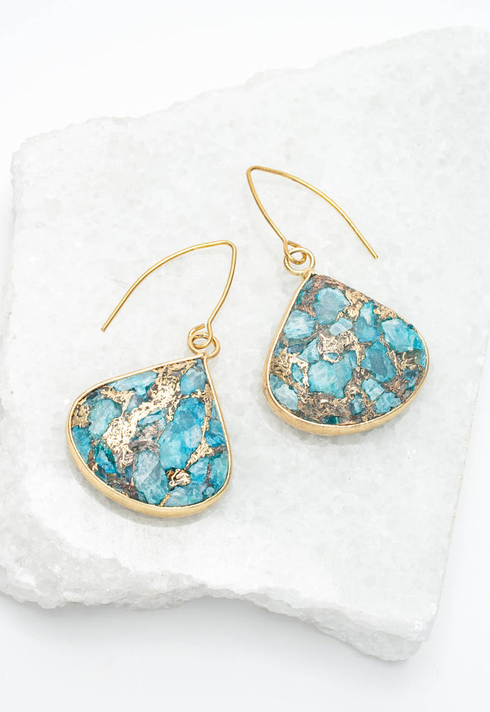 Emperor Stone Blossom Earrings - 14K Gold Plated Natural Stone Studs