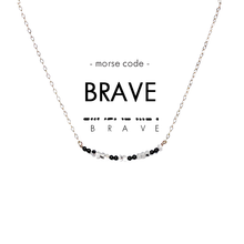 Load image into Gallery viewer, Morse Code Dainty Stone Necklace // Brave
