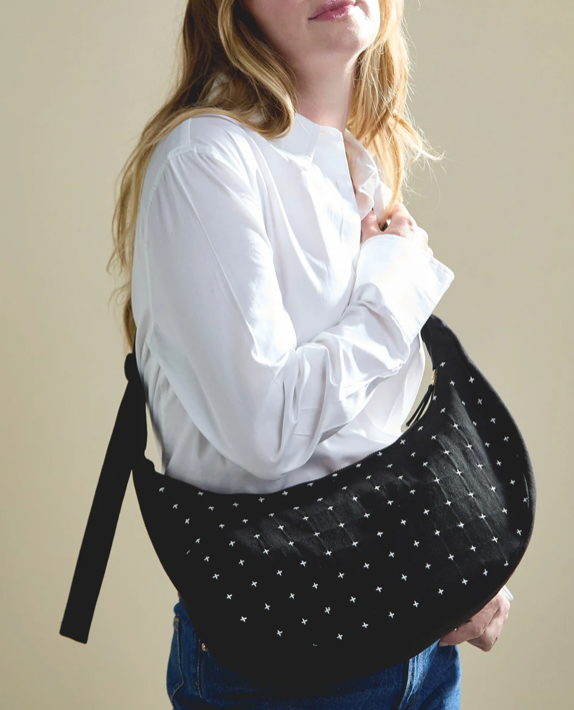 Cross Stitch Crescent Bag