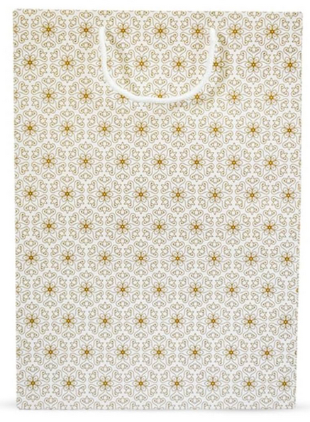 Printed Gift Paper Medium Carry Bags - (13 * 10 * 3 Inches) (Pack of 5) (Royal Flower)