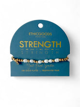 Load image into Gallery viewer, Morse Code Pearl &amp; Gold Beaded Bracelet - STRENGTH
