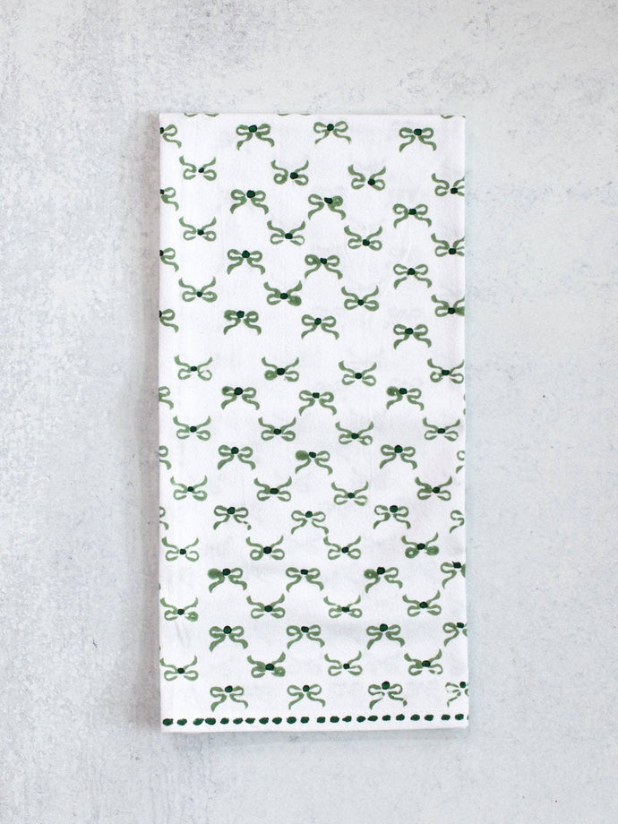Tea Towel - Bows, Evergreen & Sage