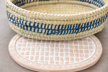 Load image into Gallery viewer, Oval Basket Weave Blue Bread Warmer
