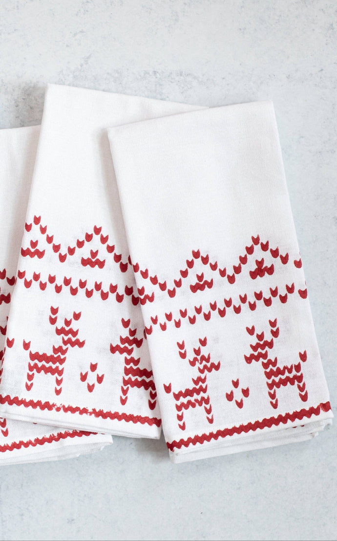 Tea Towel - Reindeer Sweater, Red