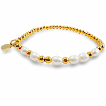 Load image into Gallery viewer, Morse Code Pearl &amp; Gold Beaded Bracelet - STRENGTH

