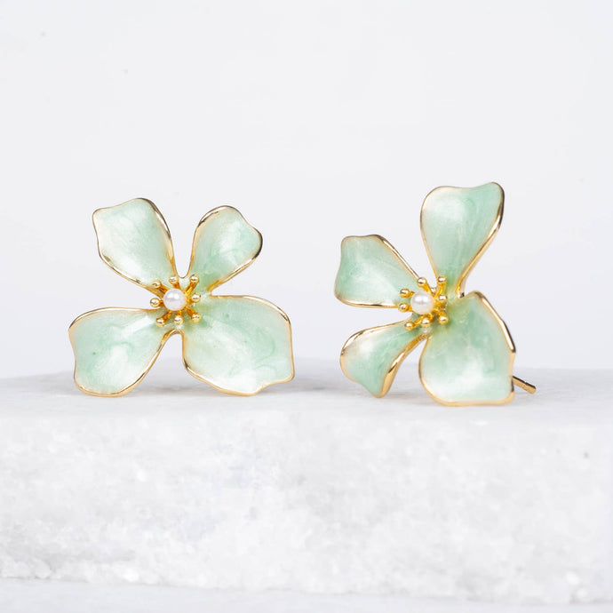 Hope in Bloom Flower Earrings in Mint