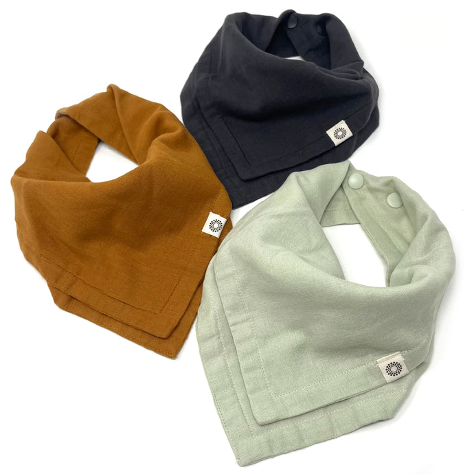 Organic Scarf Bib 3-Pack (Sage, Charcoal, Caramel)