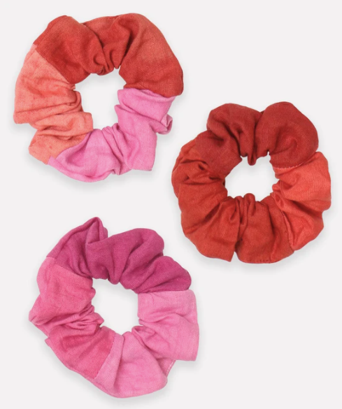 Naturally Dyed Colorblock Scrunchie Set