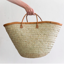 Load image into Gallery viewer, LEATHER RIM BASKET
