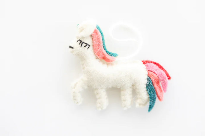 Wool Felt Unicorn Ornament