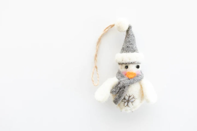 Wool Felt Snowman Ornament